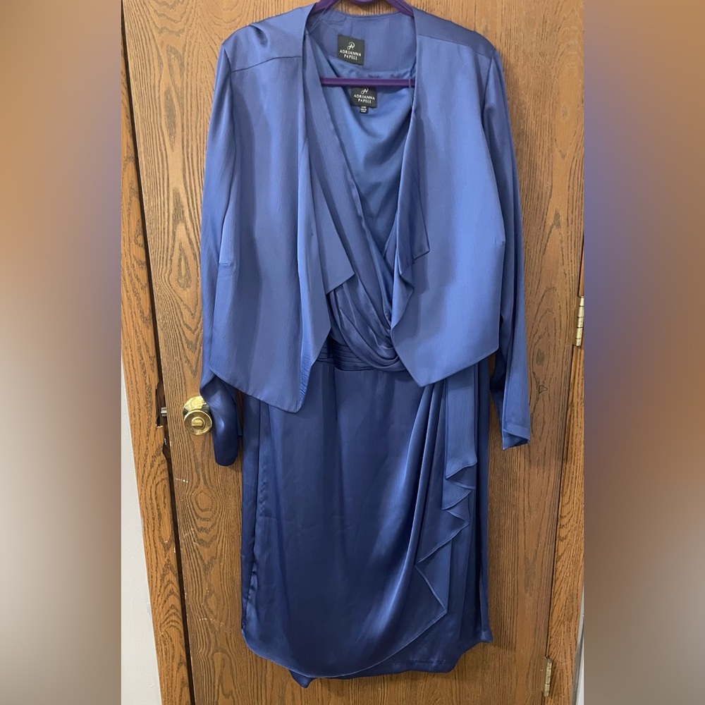 Adrianna Papell Blue Midi Dress with Jacket